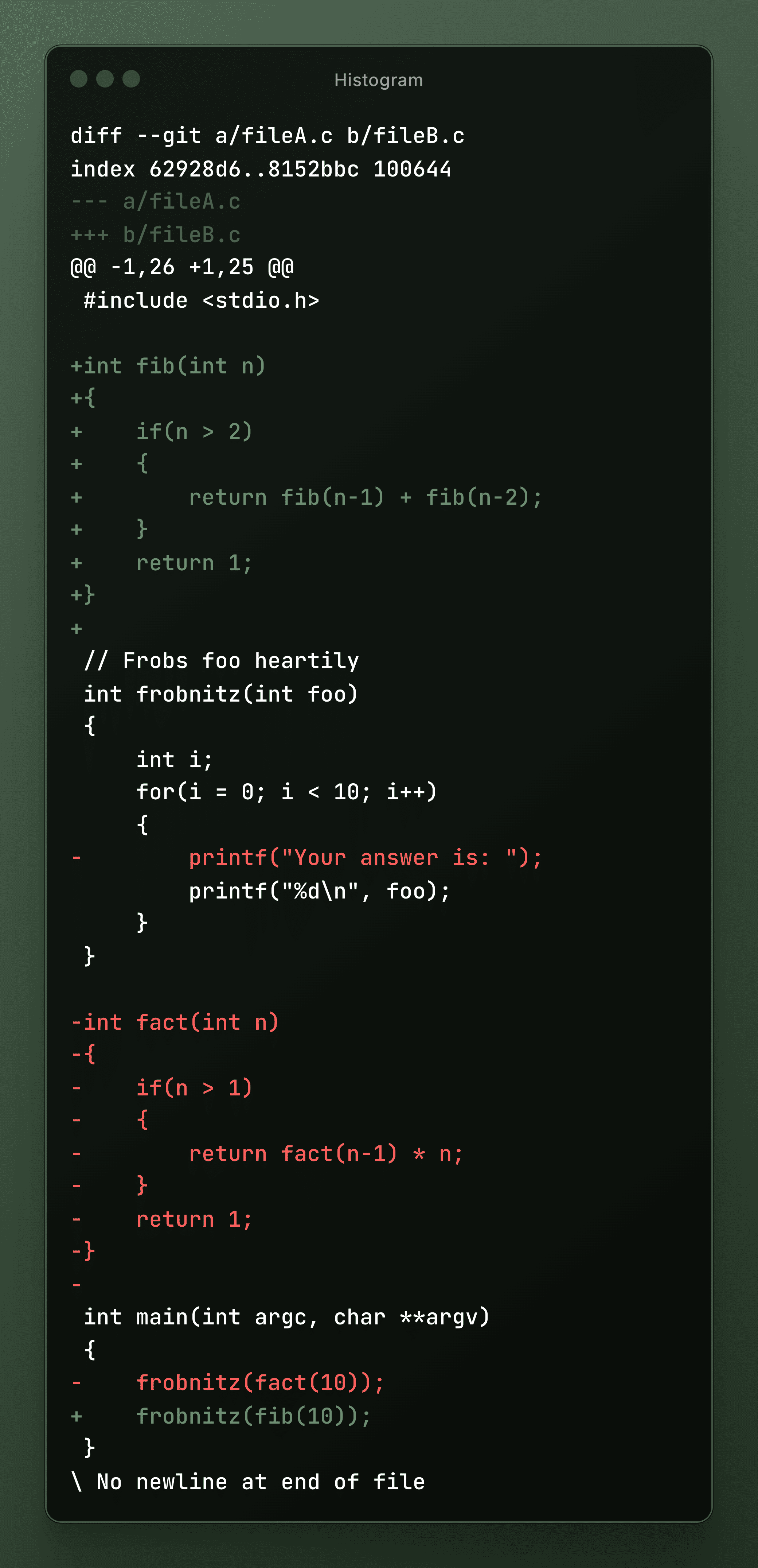 File diff with Histogram algorithm